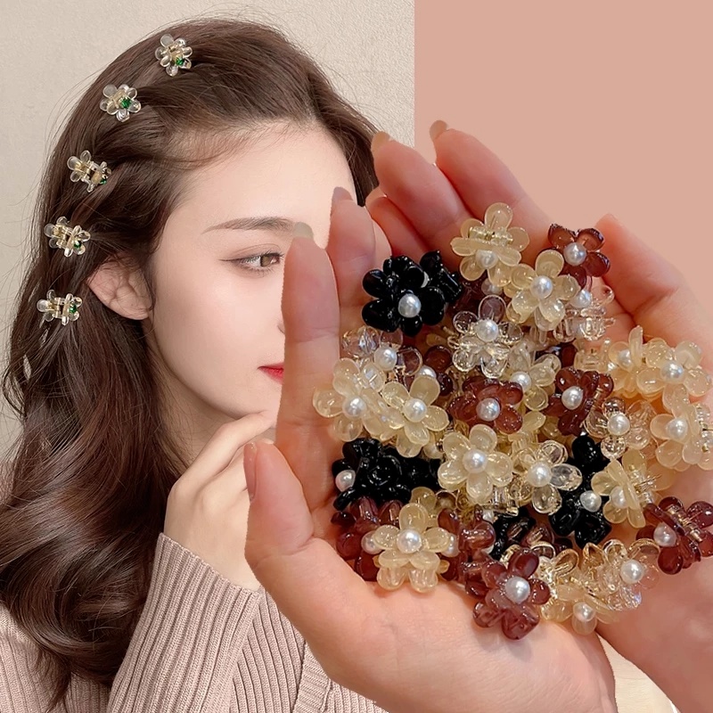 Kẹp Tóc Hình Hoa Đính Ngọc Trai Dễ Thương Cho Bé Gái