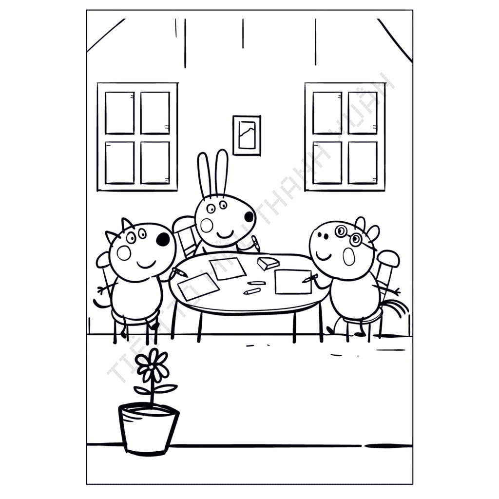 Set 10 Tờ Tranh Tô Màu Hình Heo Cute Cho Bé Tô Màu Sáp, Màu Chì - Tiệm Tô Màu Thanh Xuân