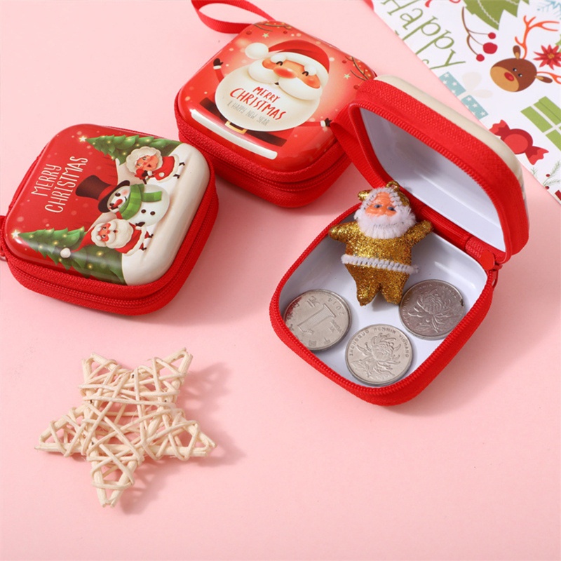 Ví Đựng Tiền Xu Bằng Thiếc In Họa Tiết Hoạt Hình Giáng Sinh Sáng Tạo