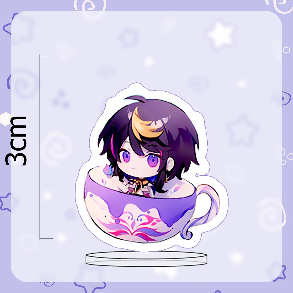 (3cm) Standee mini x Móc khóa LUXIEM ver CỐC TRÀ tượng acrylic anime mica chibi mô hình trang trí quà tặng xinh xắn