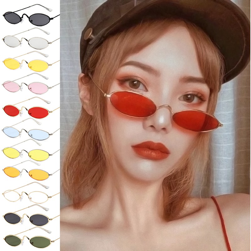 Kính Mát Gọng Kim Loại Hình Oval Nhiều Màu Thời Trang Cho Nam Nữ