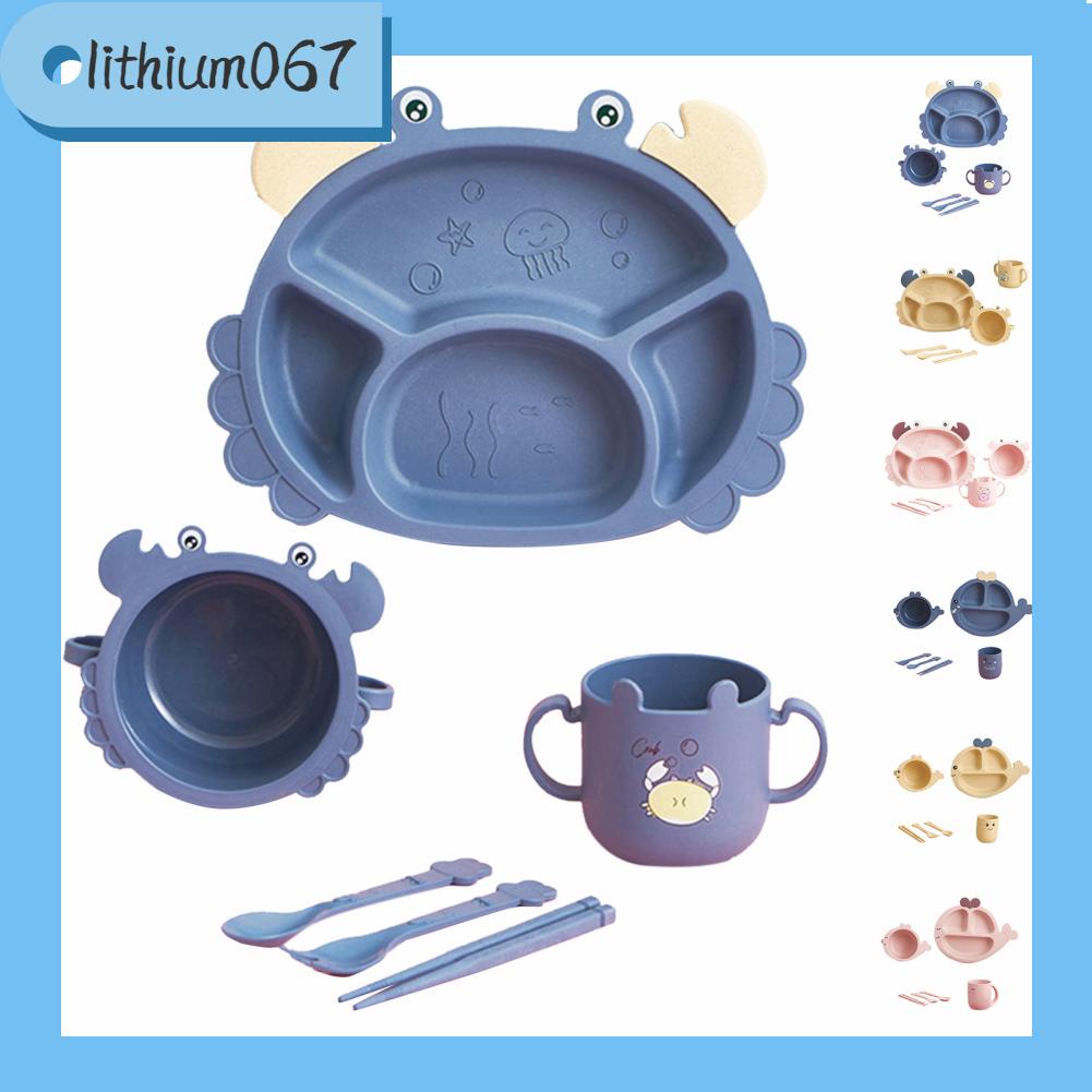 Lithium067 Bộ dao dĩa dành cho trẻ em Phim hoạt hình Dễ thương Chống rơi dàng làm sạch Trẻ đồ ăn mới biết đi