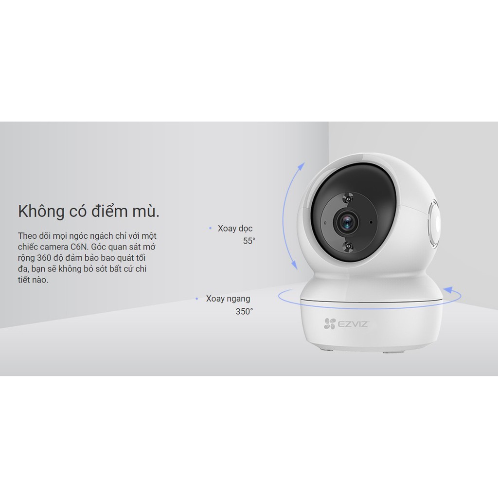 Camera IP wifi không dây 2K siêu nét, đàm thoại 2 chiều, xoay 360 độ Ezviz C6N TY1 4MP 2K (chính hãng)