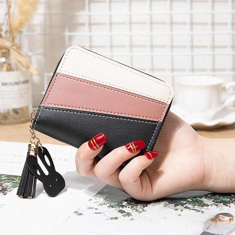 Ví nữ ngắn phối ba màu PN32 mini tam thể