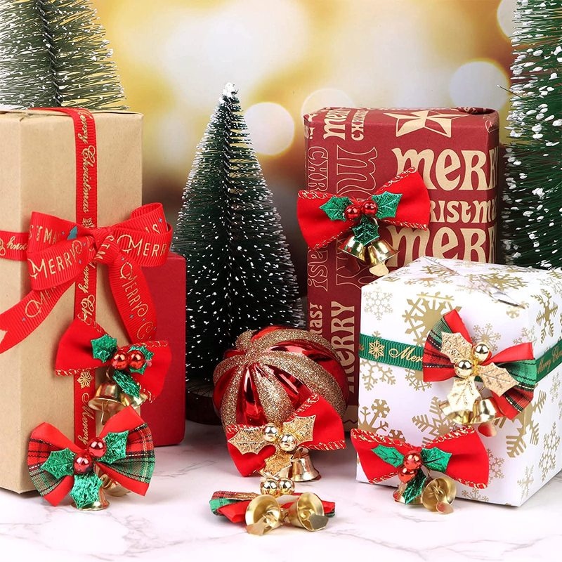 12 Nơ Treo Trang Trí Cây Thông Giáng Sinh / Năm Mới / Đêm Noel