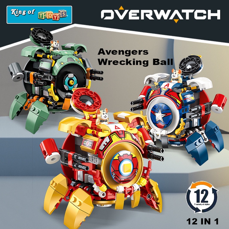 Đồ Chơi Lắp Ráp Phát Triển Trí Tuệ Mô Hình Overwatch Avengers Wrecking Ball 12in1 Với 227 PCS
