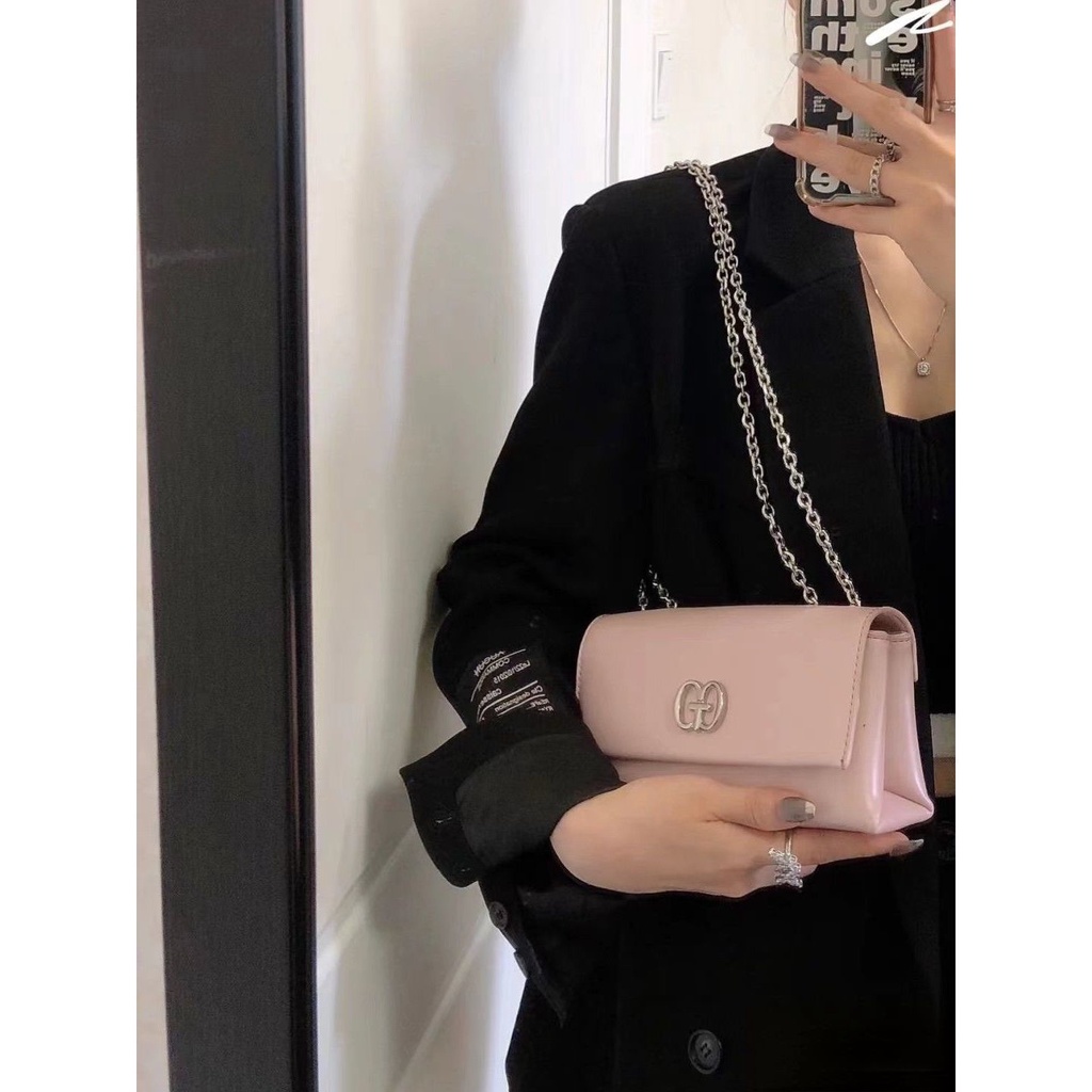 Túi Đeo Vai Dáng Vuông Nhỏ Phối Dây Xích Thời Trang Cao Cấp 2022 Cho Nữ