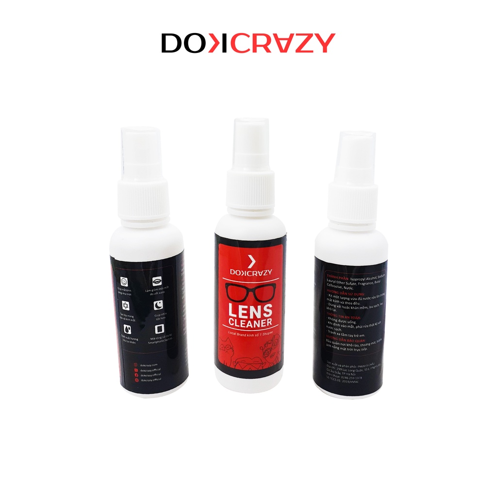 Nước xịt rửa mắt kính chuyên dụng DOKCRAZY phụ kiện lau kính an toàn, đa năng 60ml