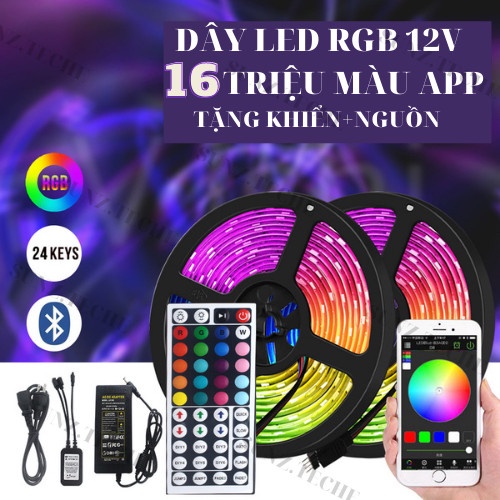 Dây Đèn Led RBG 16 Triệu Màu Nháp Nháy Theo Nhạc Bọc Silicon Cao Cấp, Đèn Led Dây Decor Phòng Điều Khiển Qua App +Remote