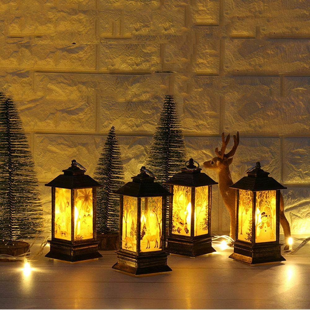 Đèn LED họa tiết Giáng Sinh hình yêu tinh và ông già Noel dùng trang trí nhà cửa