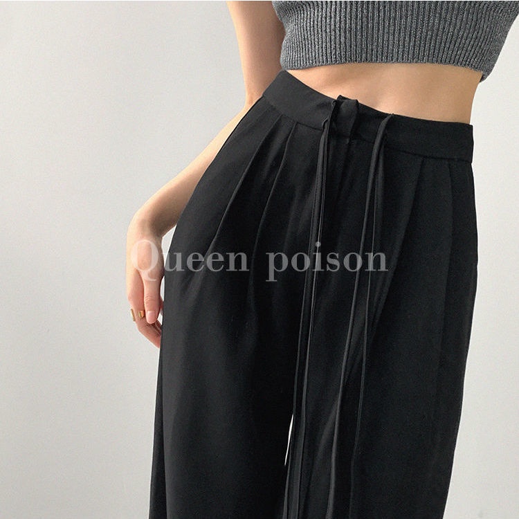 Quần Dài Lưng Cao Ống Rộng Kiểu Dây Rút Thời Trang Cá Tính Cho Nữ