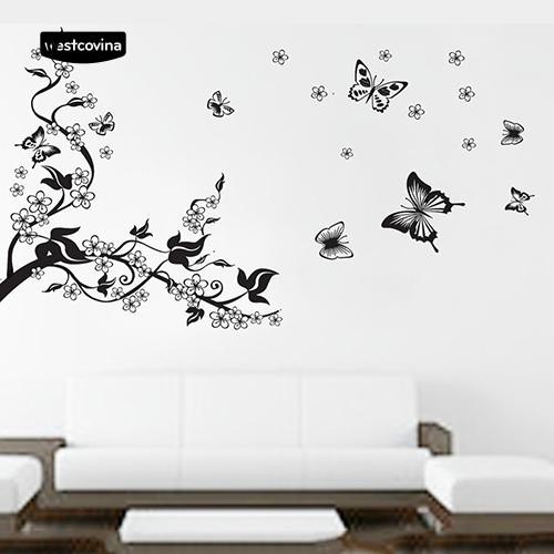 Miếng dán tường hình hoa và bươm bướm trang trí độc đáo