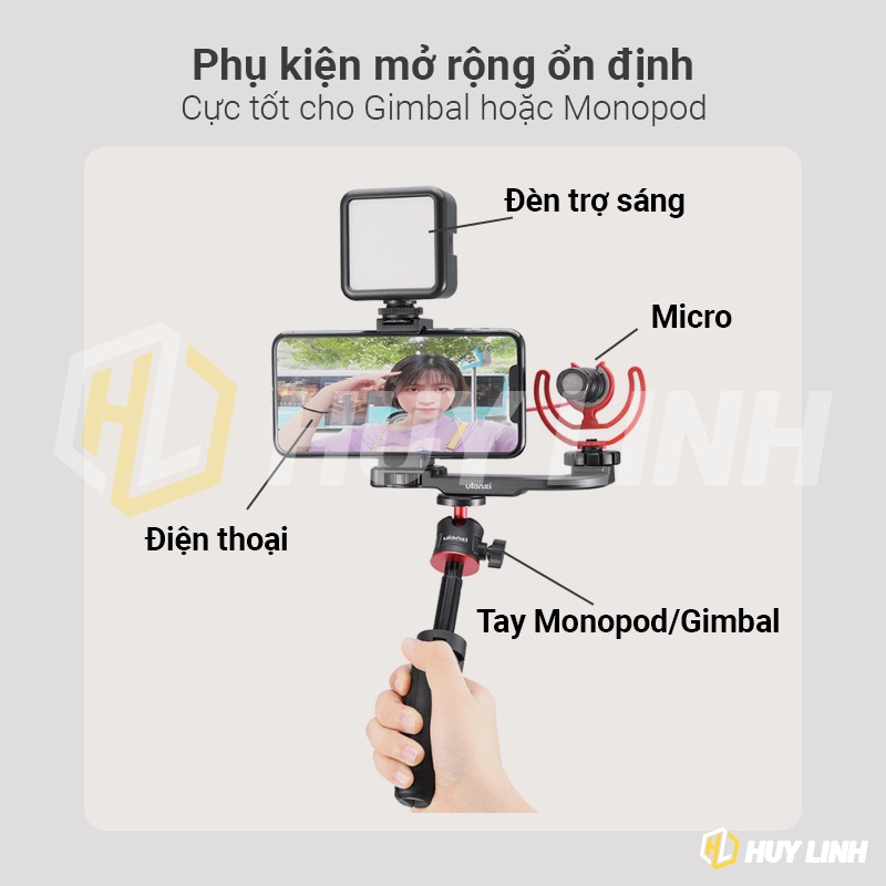 Ngàm mở rộng Ulanzi PT8 / PT9 - Miếng Plate gắn thêm đèn trợ sáng và micro định hướng