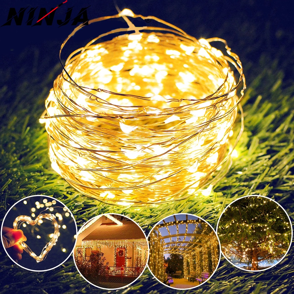 Dây Đèn Led 1 / 2 / 3M 200 Bóng 8 Màu Chạy Bằng Pin Dùng Trang Trí Giáng Sinh / Năm Mới / Sinh Nhật / Tiệc Cưới