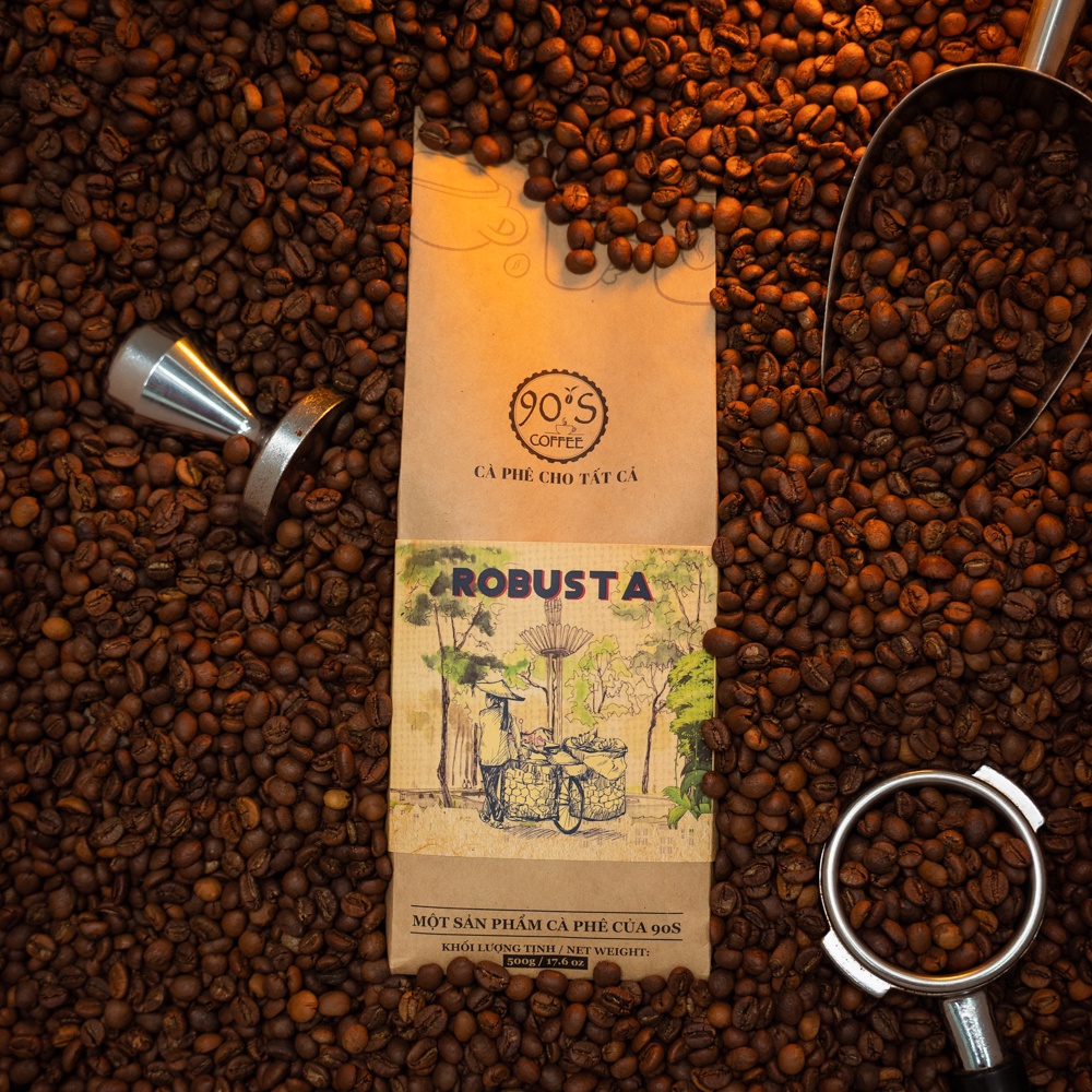 Túi 500Gr Cà Phê Robusta Rang Mộc Nguyên Chất | 100% Cà Phê Sạch | 90S Coffee Vietnam