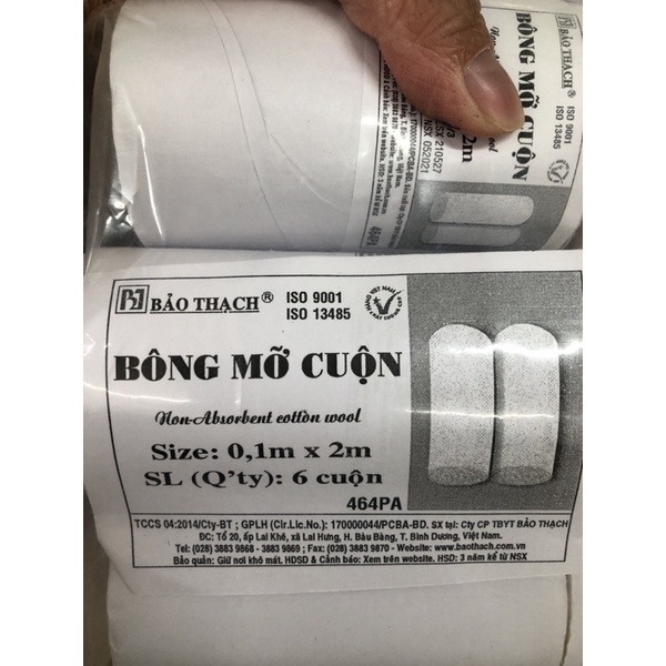 BÔNG MỠ CUỘN DÙNG ĐỂ LÓT KHI BÓ BỘT TAY,CHÂN Bông mỡ y tế không thấm nước Bảo Thạch 0.1m x 2m