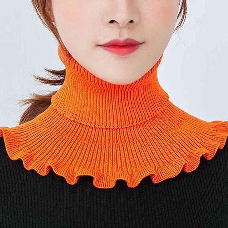Cổ áo giả dệt kim kiểu nhún bèo thời trang mùa đông dành cho nữ