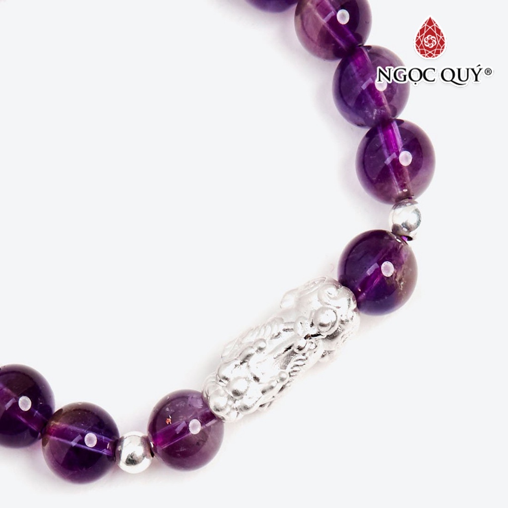 Vòng TA tím phối charm tỳ hưu bạc - Ngọc Quý