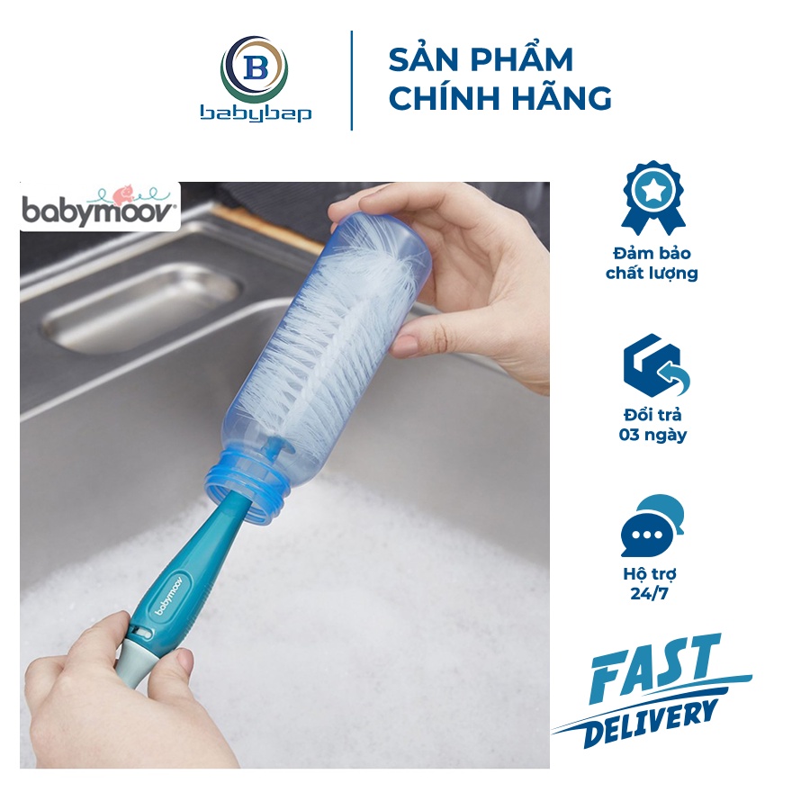 Chổi Cọ Bình Sữa &amp; Núm Ti Babymoov (Xanh Ngọc)