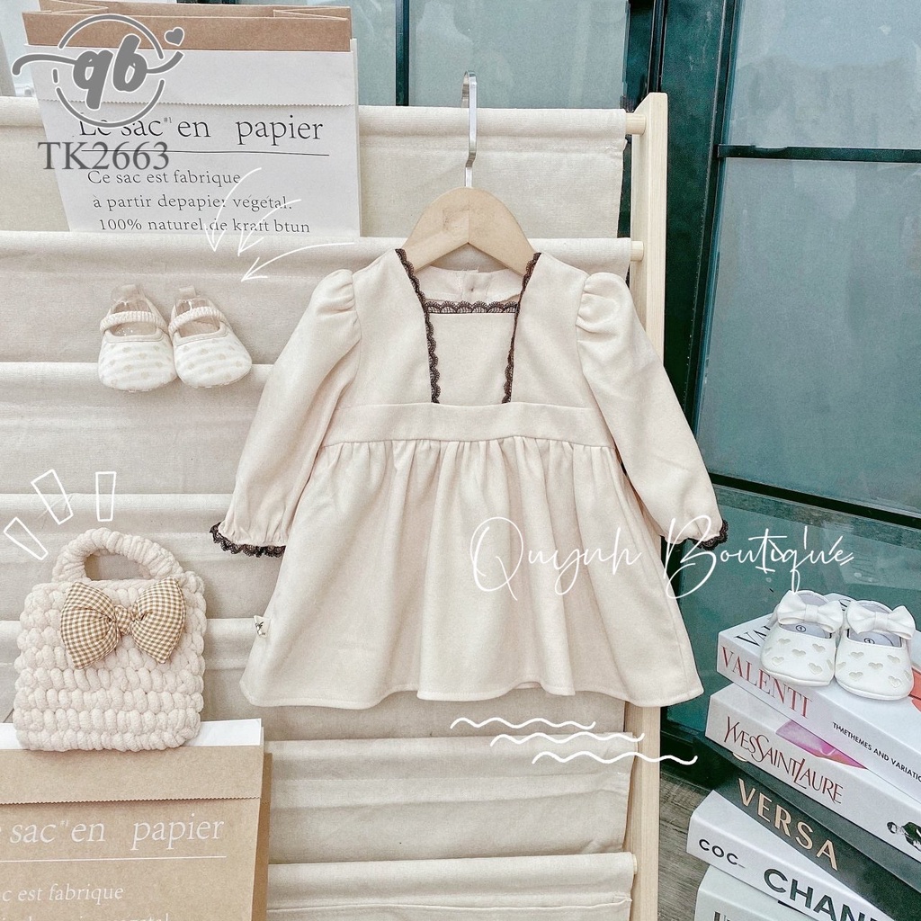 Thời Trang Trẻ Em Quỳnh Boutique Váy Đầm Bé Gái Chất Nhung Giữ Ấm Siêu Xinh