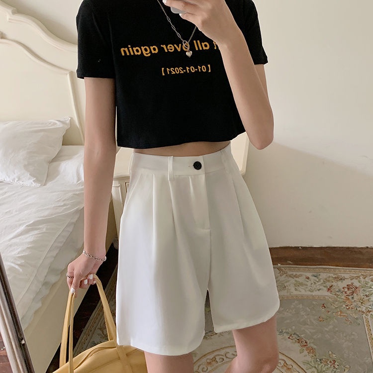 Quần đùi lưng cao màu trơn thời trang thích hợp cho nữ