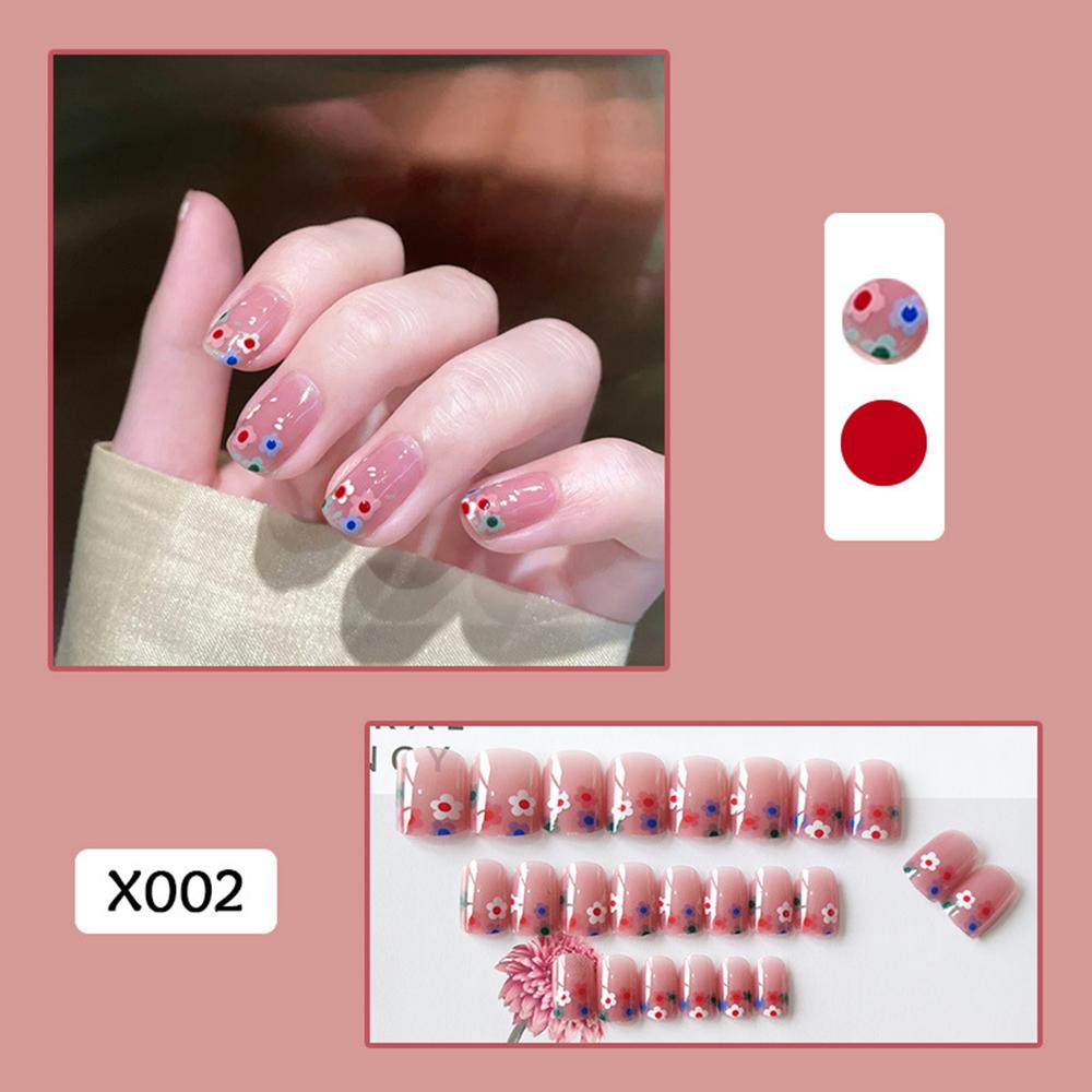 Set 24 Móng Tay Giả Đầu Vuông Che Phủ Toàn Diện