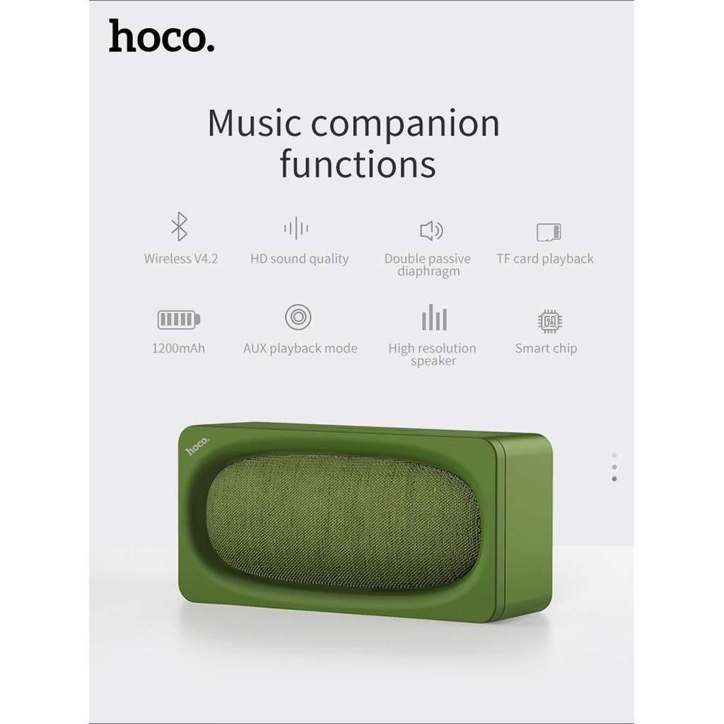 Loa Bluetooth HOCO BS27 Black/Green Chính hãng (5W, v4.2)  âm thanh cực hay bảo hành 12 tháng 1 đổi 1