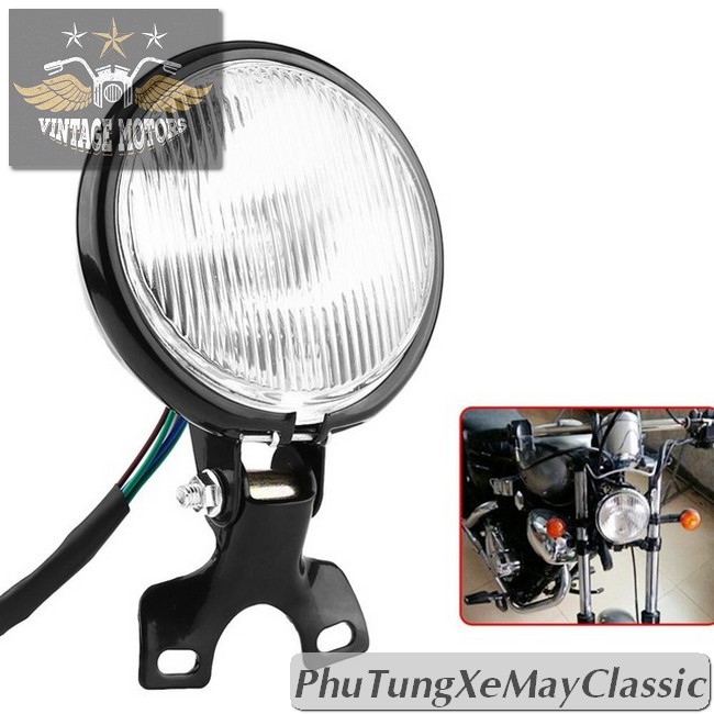 ĐÈN PHA XE MÁY ĐỘ CLASSIC - Đèn pha rebel 125 phù hợp độ Cafe Racer Chopper Bobber CG GN125