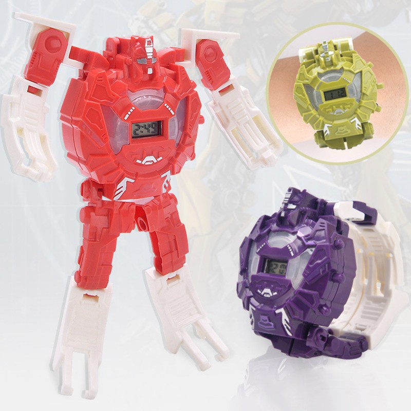 Đồng Hồ Đeo Tay Điện Tử 2 Trong 1 Hình Robot Phát Sáng Dành Cho Trẻ Em