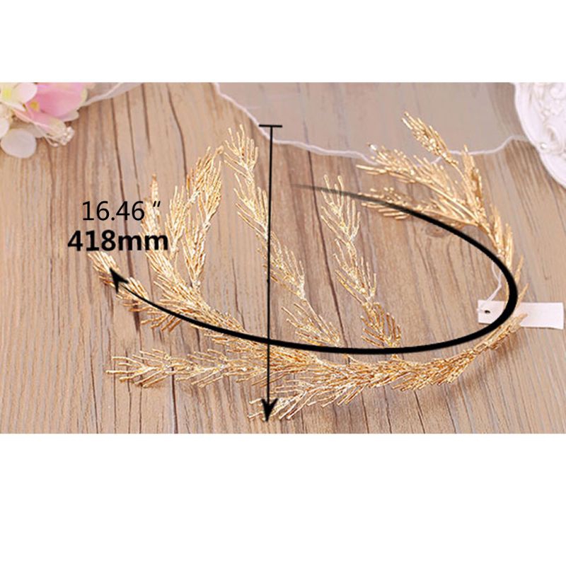 Băng đô lá vàng phong cách baroque trang trí tóc cô dâu