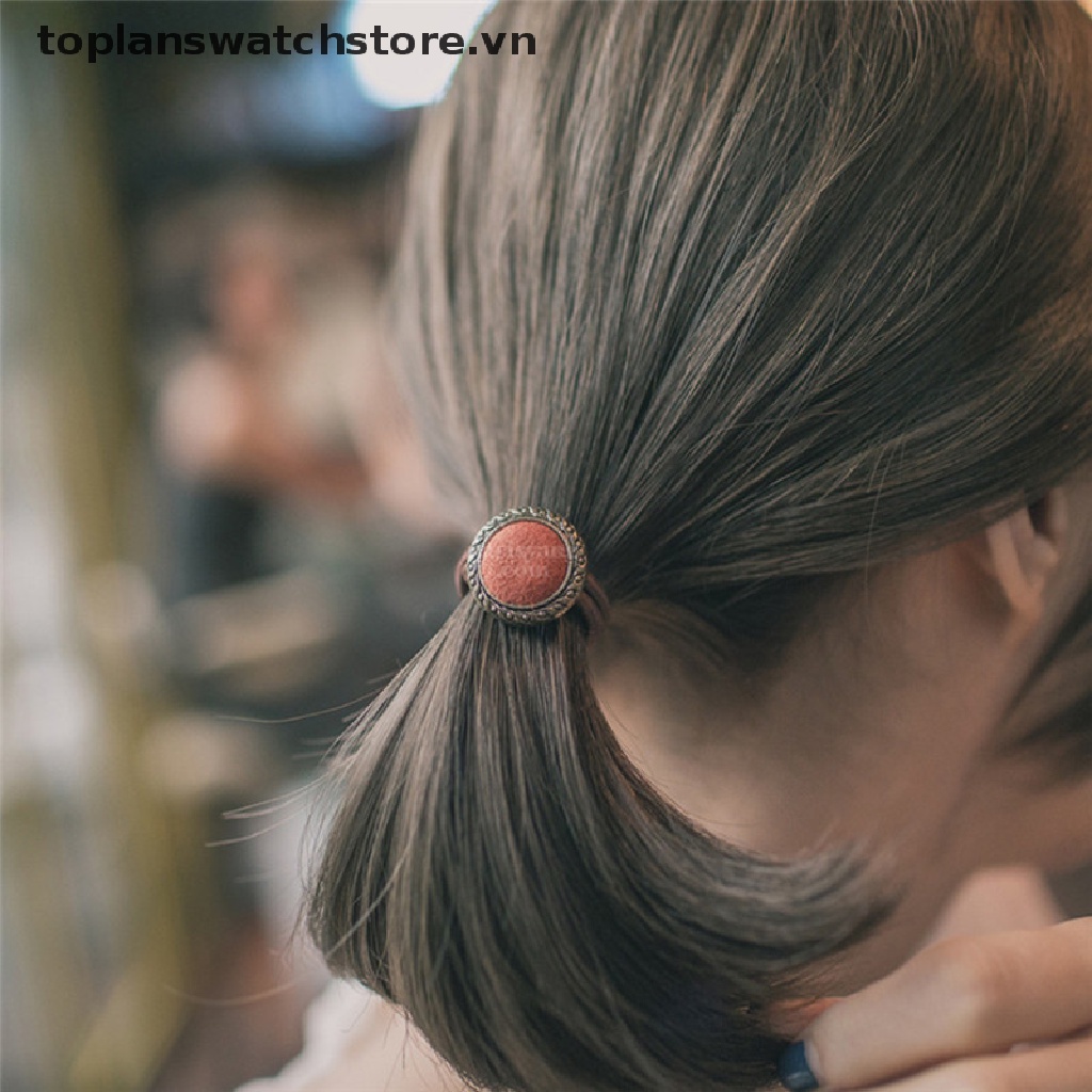 Băng Đô Cài Tóc Co Giãn Đính Nút Phong Cách Vintage Cho Nữ