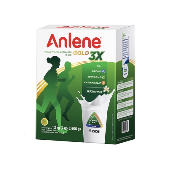 Sữa bột Anlene Gold MovePro hương Vani hộp giấy 1.2 kg