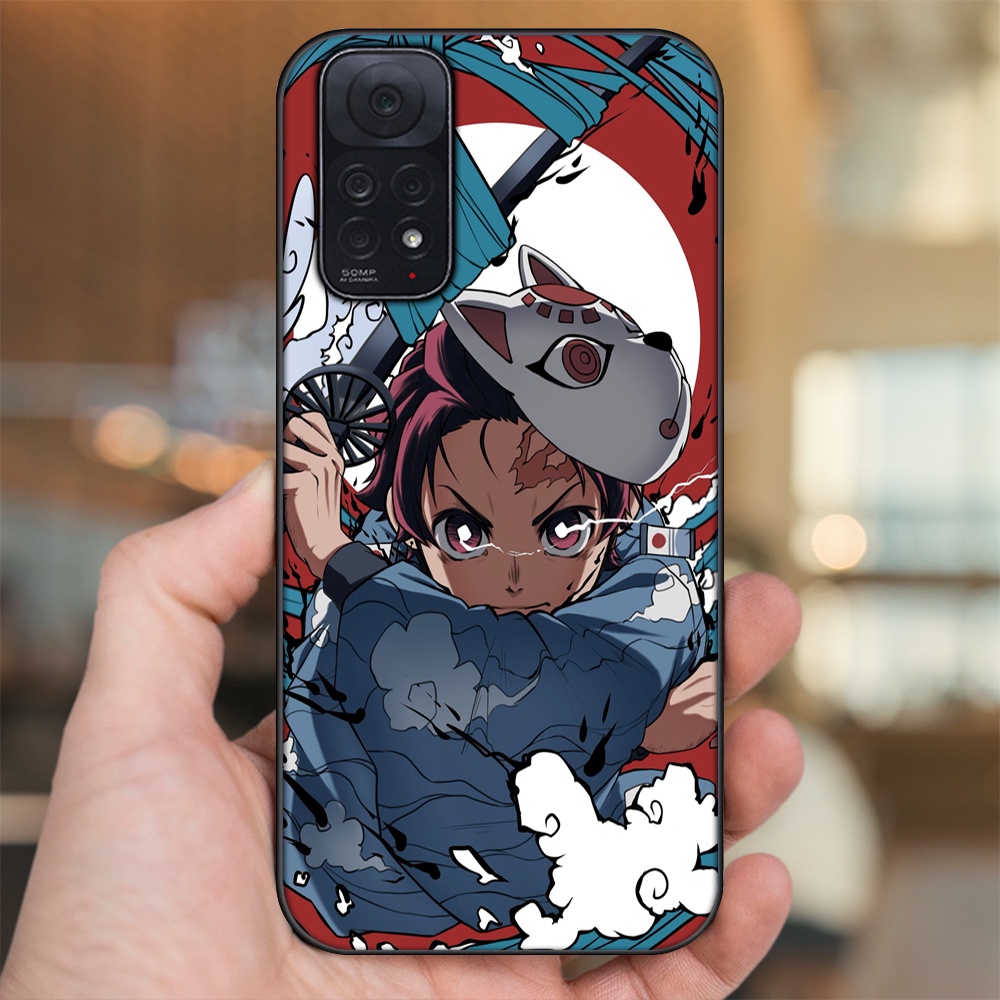 Ốp lưng Xiaomi Redmi Note 11, Note 11s viền đen in hình Tanjiro Kimetsu No Yaiba