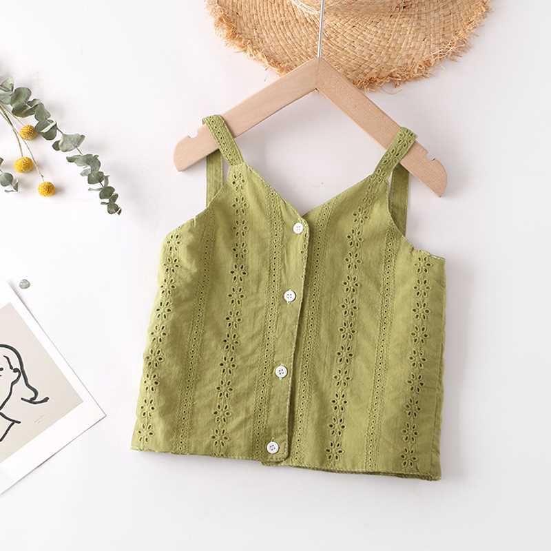 Áo Kiểu Không Tay Chất Liệu Vải Cotton Linen Dễ Thương Cho Bé