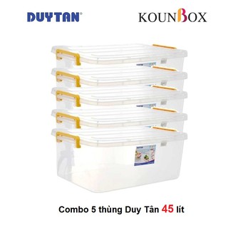 Combo 5 Thùng Nhựa Duy Tân Trong Suốt 45 Lít