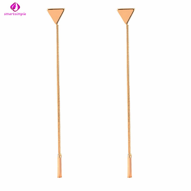 Đôi Khuyên Tai Dáng Dài Phối Hình Tam Giác Màu Vàng / Bạc Dành Cho Phụ Nữ