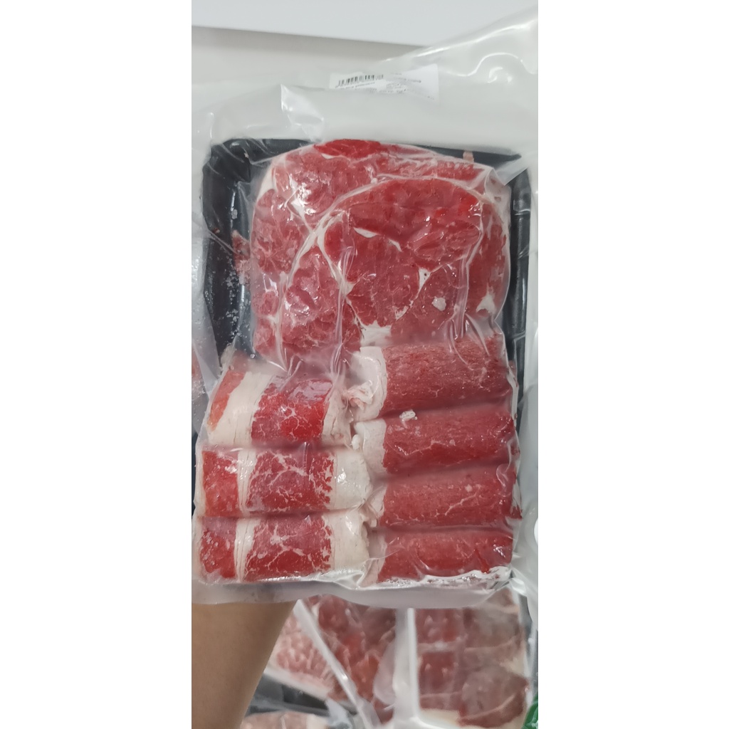 Set 2 loại  và 3 loại thịt bò Mỹ thả lẩu đã thái mỏng  Khay 500g - 600gr