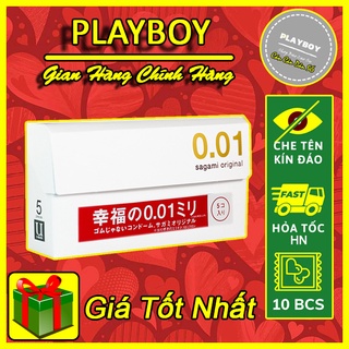 Bao cao su Sagami 001 bcs siêu mỏng Non Latex Hộp 5 chiếc Playboy