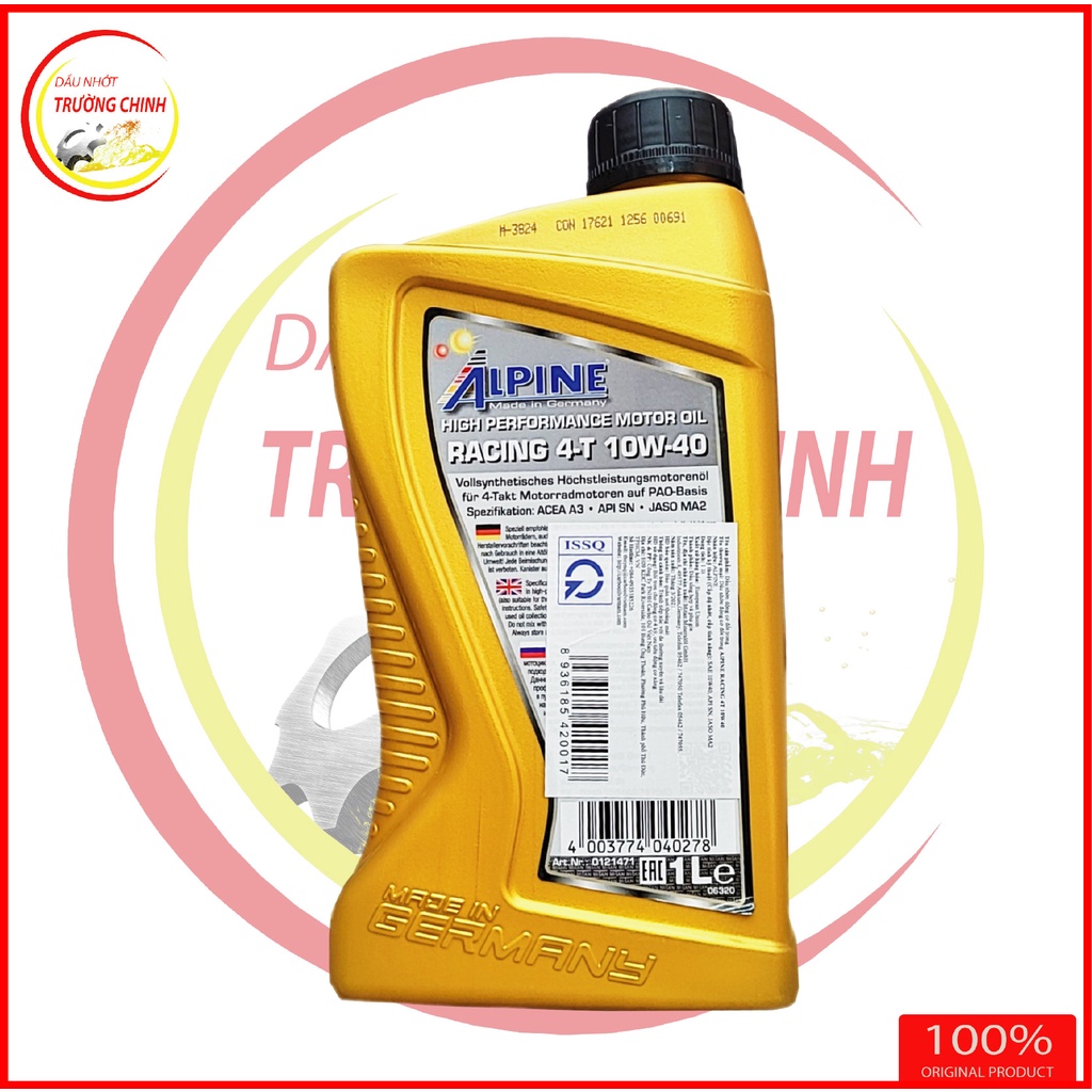 Nhớt Alpine racing 4T 10W40 fully synthetic dành cho moto, phân khối lớn nhập khẩu Đức