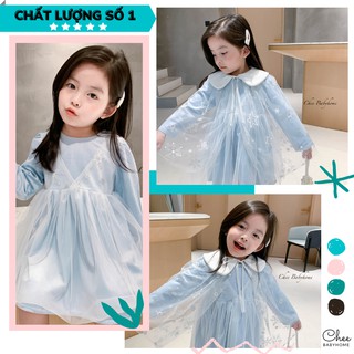 Đầm bé gái Elsa [CAO CẤP] siêu xinh cho bé gái chất nhung siêu đẹp kèm áo choàng voan ánh kim đúng kiểu tiểu thư - CHEE