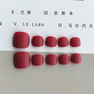 Bộ 24 Móng Chân Giả nhám nâu đỏ (keo dán )