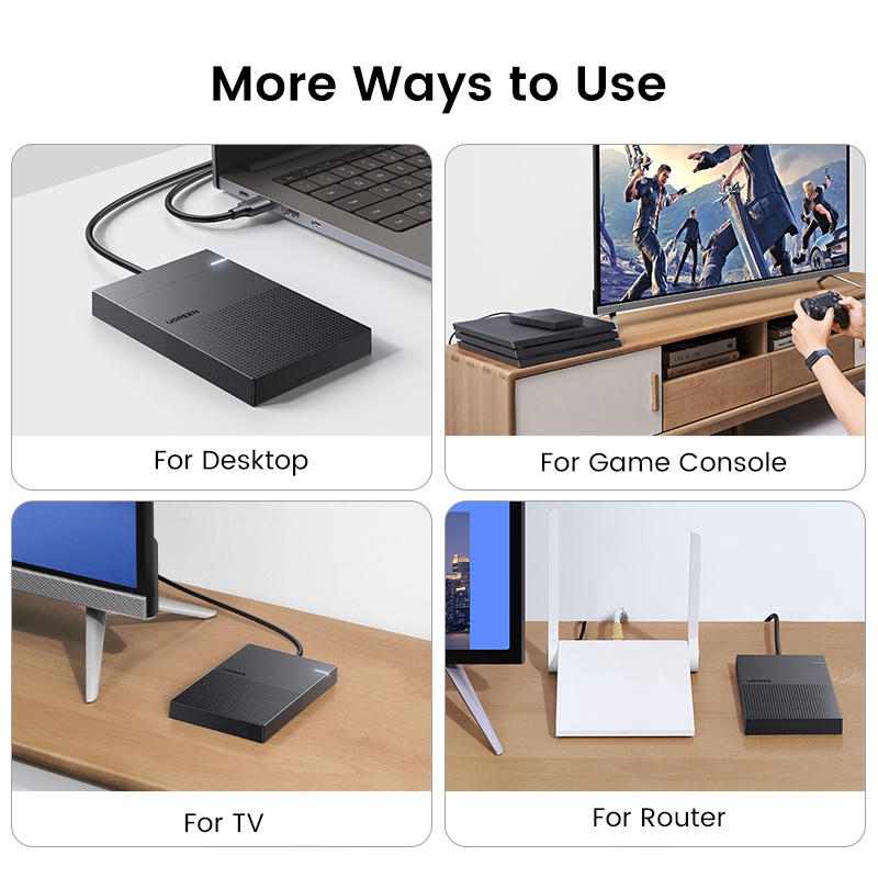 Vỏ ổ cứng UGREEN 2.5 USB Type C SATA 5Gbps cho SSD HDD 9.5 7mm