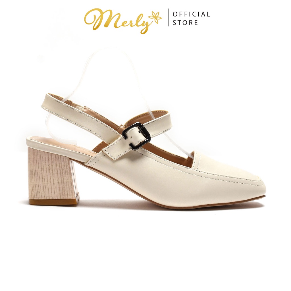 Giày Slingback gót thấp mũi vuông Merly 1449