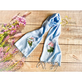 Khăn Choàng Cổ Lụa SenSilk Thêu Hoa Sen