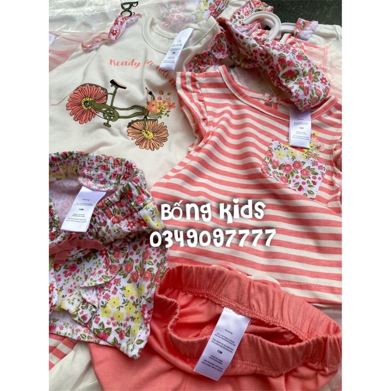 Set 2 Bộ Bé Gái Xe Đạp Cam