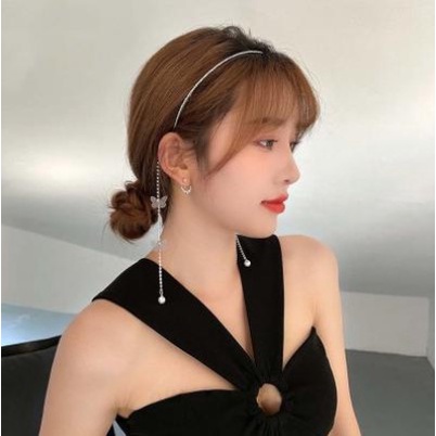 EPOCH Sweet Tassel Headband Temperament|Thin Hair Hoop Women Pearl French Butterfly Girls Simple Hair Accessories/Multicolor