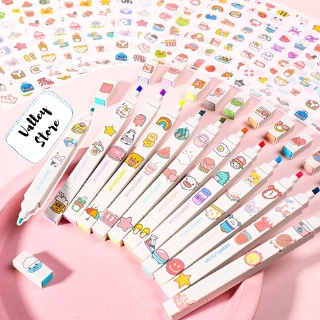 Bút highlight pastel 2 đầu bút đánh dấu gam xinh xắn ( mỗi hộp với 6 màu khác nhau, như 6 trái tim in trên bao bì)