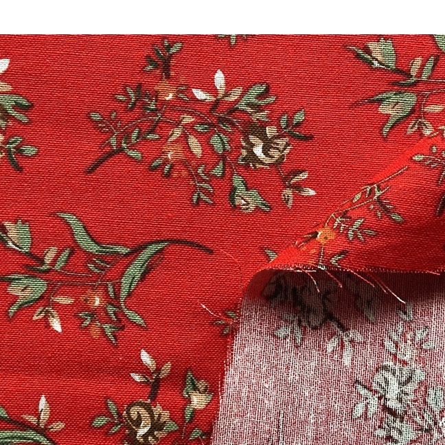 Vải linen bột họa tiết hoa lá 50x150cm may áo dài, váy đầm