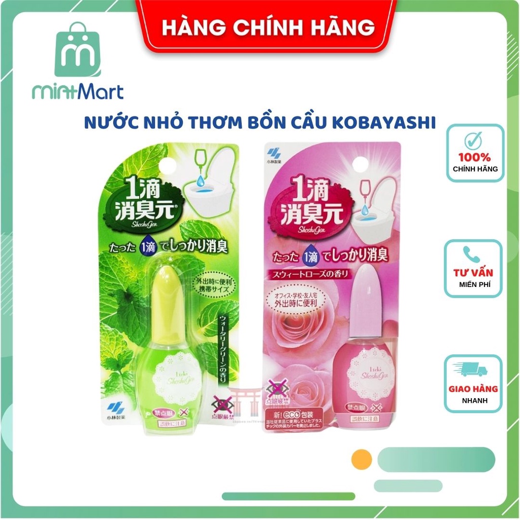 Nước nhỏ thơm bồn cầu Nhật Bản Kobayashi Shoshugen 20ml hương hoa, hương bạc hà