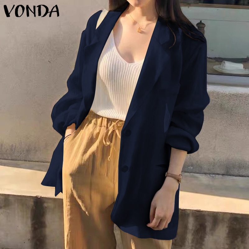 Áo khoác Blazer VONDA dành cho nữ thiết kế tay dài cổ bẻ phong cách quý cô đi làm cơ bản mùa xuân thu Hàn Quốc | BigBuy360 - bigbuy360.vn